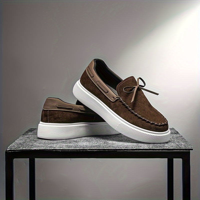 Men's Classic Loafers Minimalist Round Toe PU Fabric Slip-On Casual Shoes for Spring Summer Fall Winter