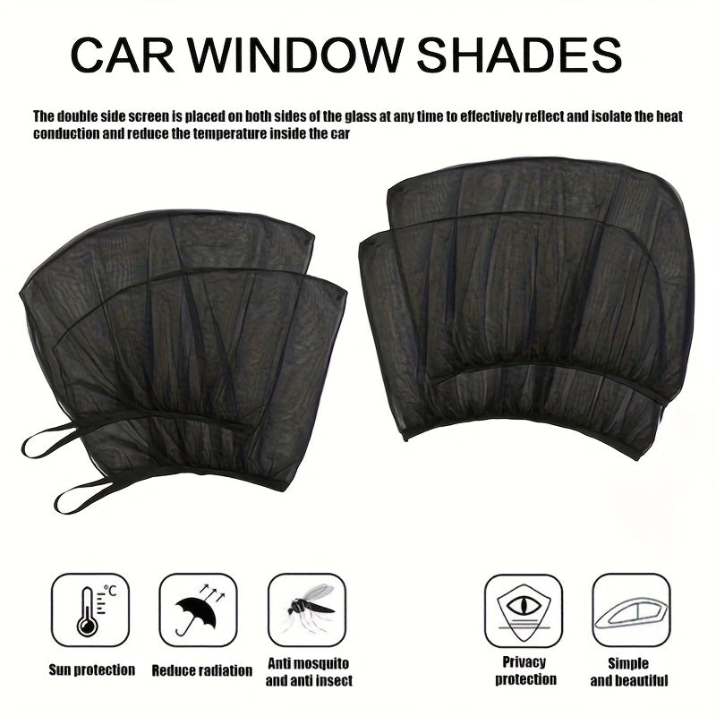 4-to'plam Qora Naylon Avtomobil oynasi ekran pardalari quyoshdan himoya qilish uchun old va orqa