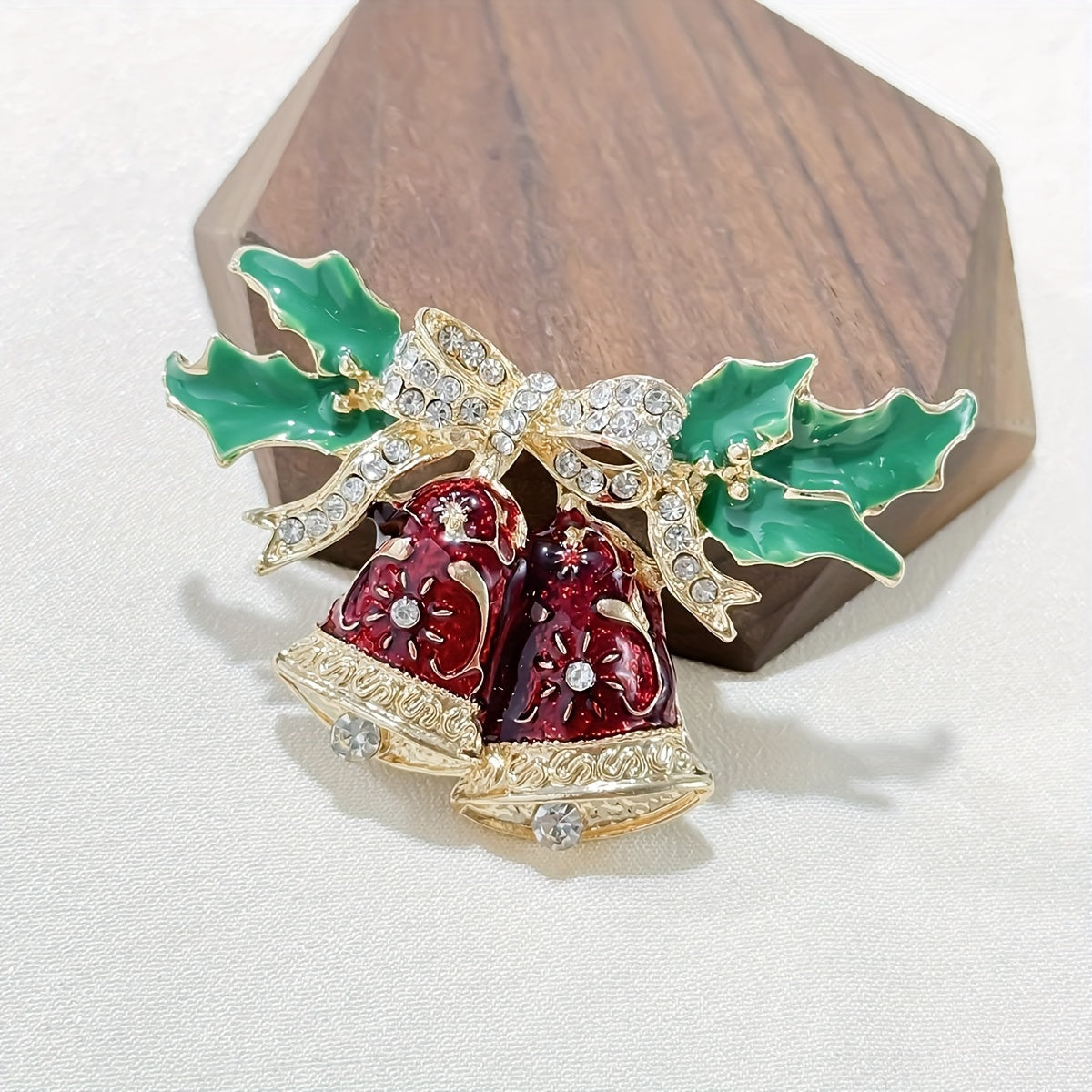 Punk Style Rhinestone Corsage Brooch Pin for Suits and Coats Christmas Bell Design