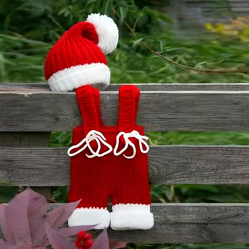 Baby Christmas Crochet Outfit for Newborns Santa Hat and Pants Set Infant Holiday Costume