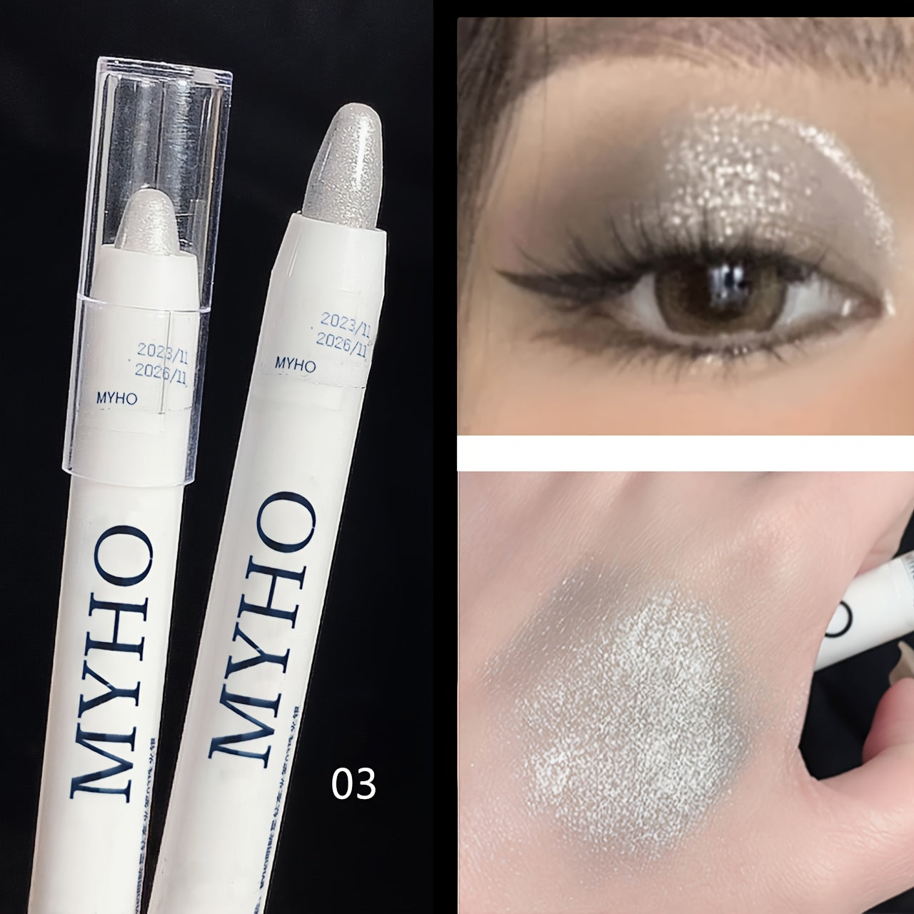 Lápiz de sombra de ojos con brillo para mujer, resaltador blanco a prueba de agua, mate, para maquillaje de ojos