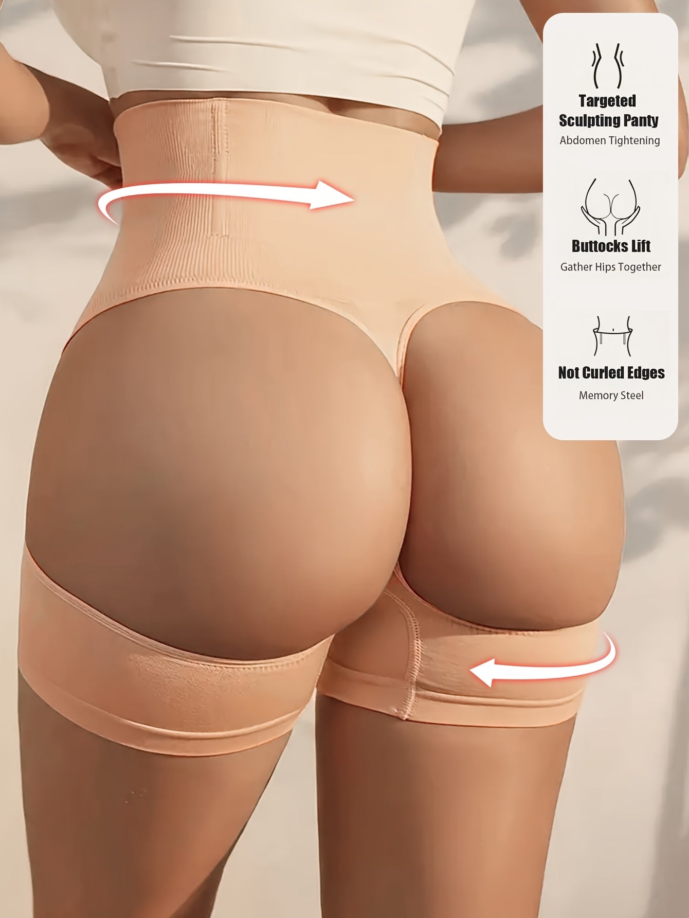 High-Waisted Tummy Control Shaper Shorts Solid Color Knit Fabric Elastane Polyamide