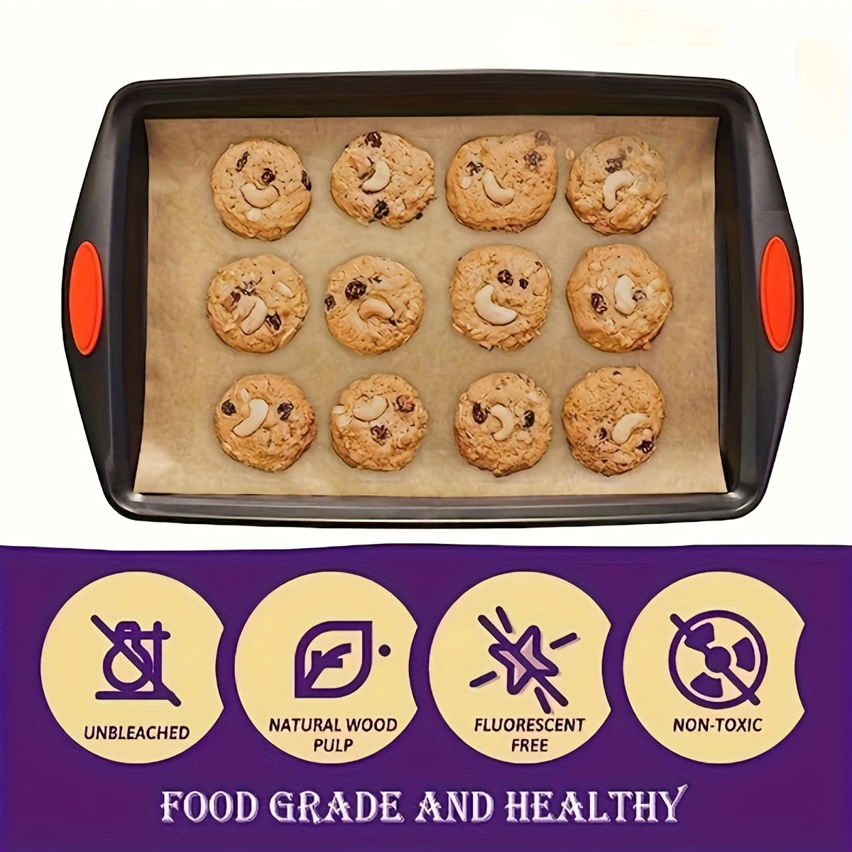 50 piezas de papel de horno antiadherente para hornear, cocinar y asar