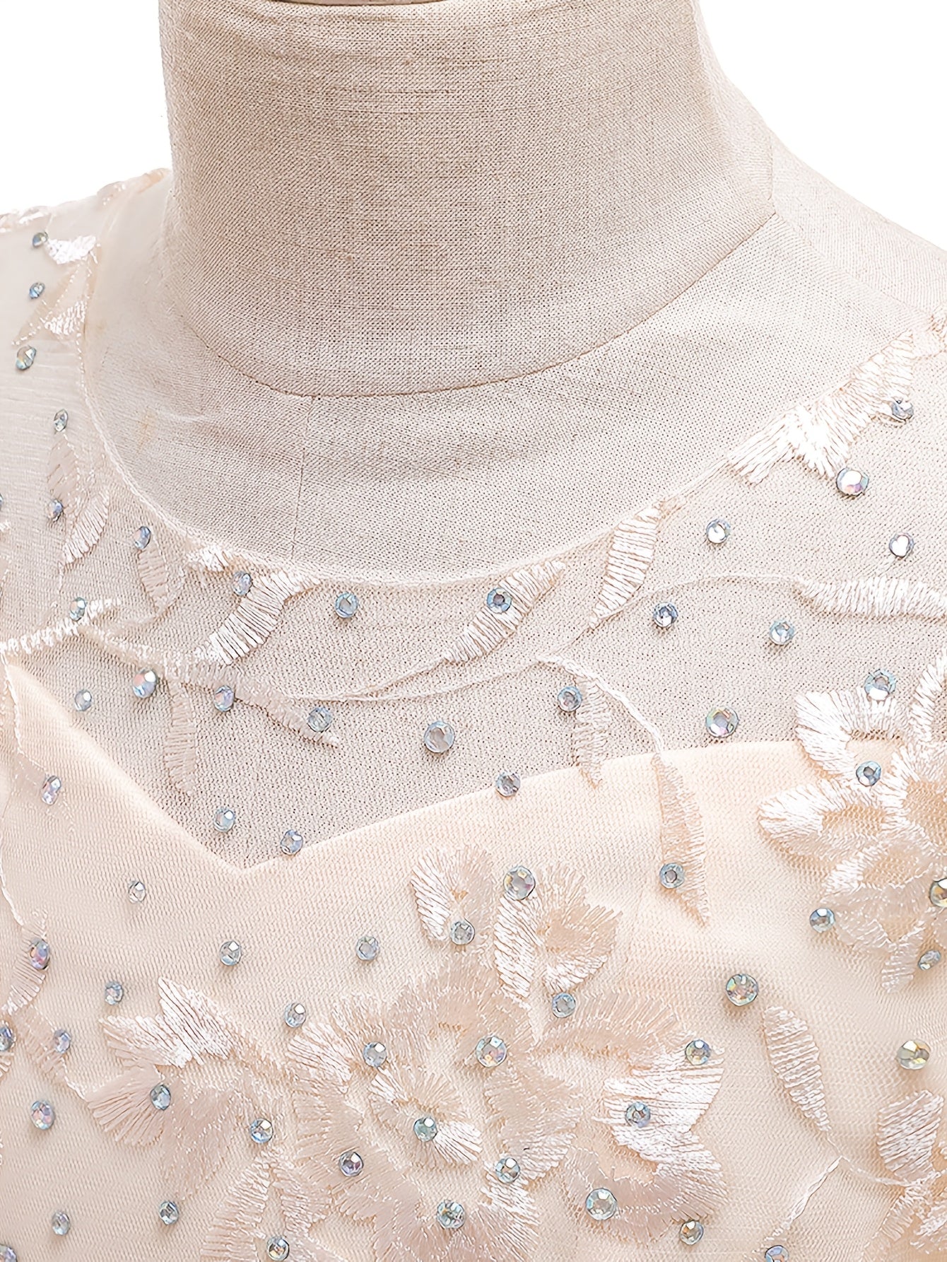 Girls Long Sleeve Tulle Wedding Dress with Bow Crew Neck Fit and Flare All-Season Costume