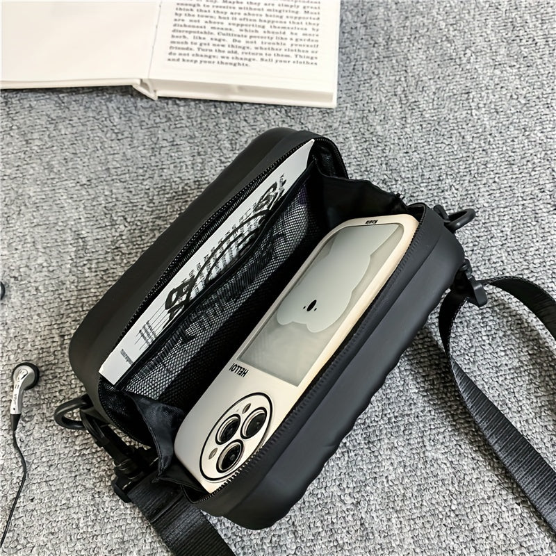 Black Mini Crossbody Bag for Women with Adjustable Strap and Multiple Compartments