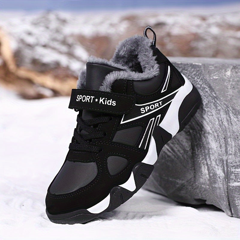 Boys Snow Boots Winter Warm Plush Lining Non-Slip Soft Sole Casual Shoes