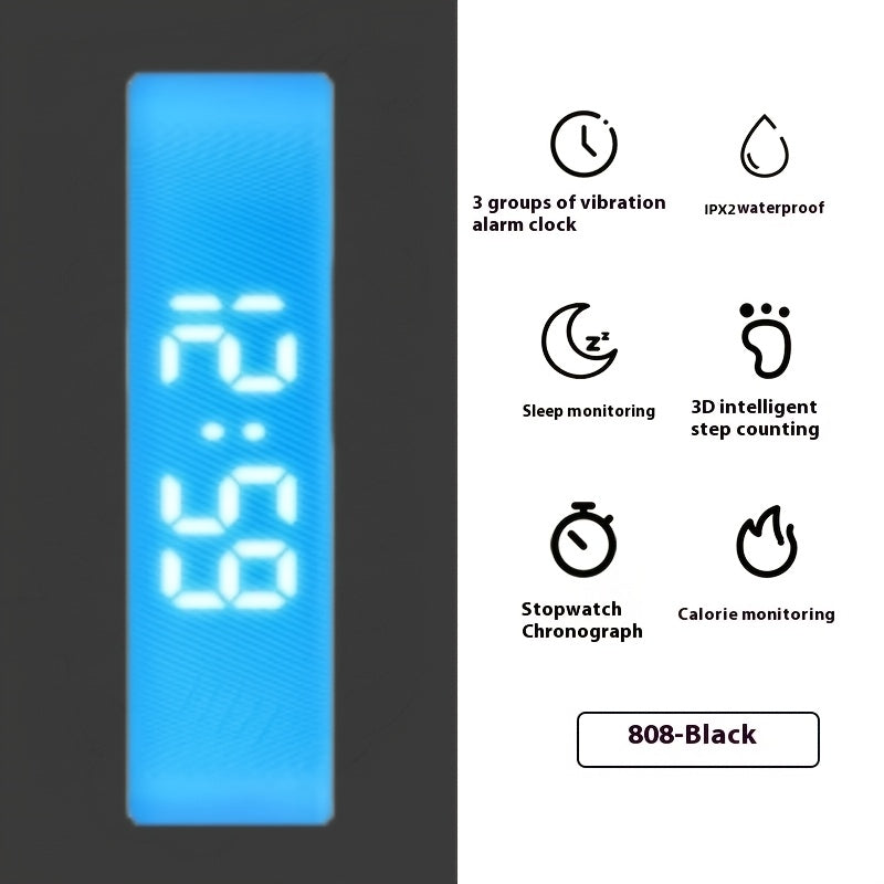 Tashqi elektron soat, silikon tasma, USB zaryadlash, signal, vaqt o'lchagich, vibratsiya, kaloriya monitoringi - zamonaviy, qulay, talabalar va o'qituvchilar uchun ideal, mukammal sovg'a.