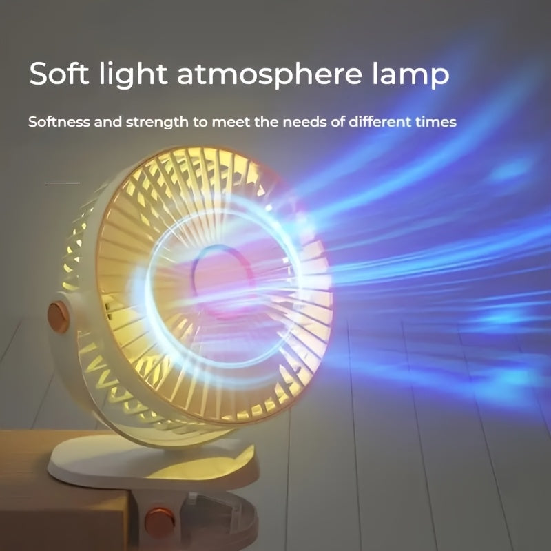 JKUOO Ultra-Quiet USB Qayta to'ldiriladigan shamol bilan kuchli havo oqimi, 5 tezlik, 720° aylanish dizayni – Uy, ofis, sayohat va ochiq havoda foydalanish uchun portativ sovutish klipli shamol, oq, stolga o'rnatiladigan