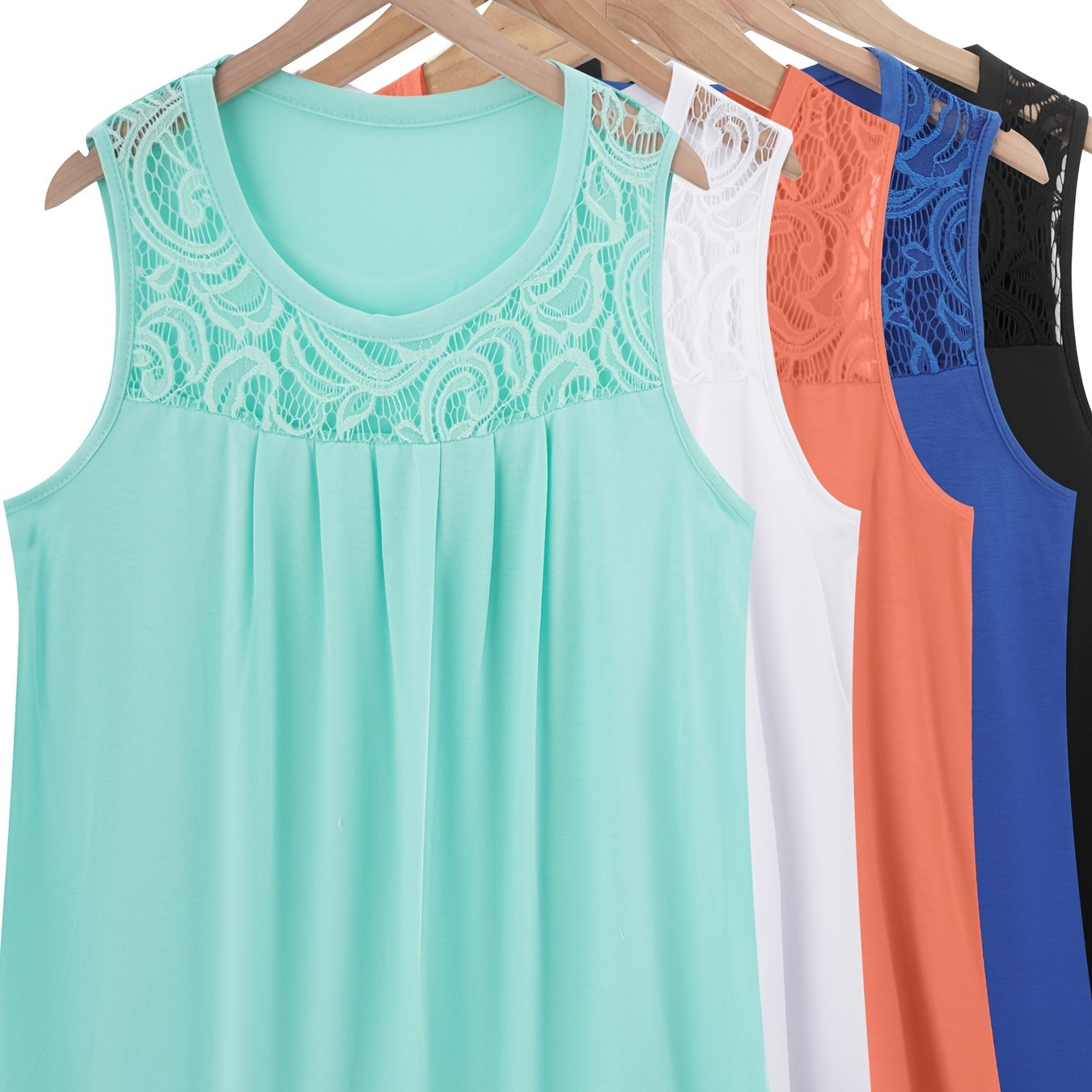 Женские майки с кружевной отделкой, 5 шт., без рукавов, повседневные, весна-лето-осень