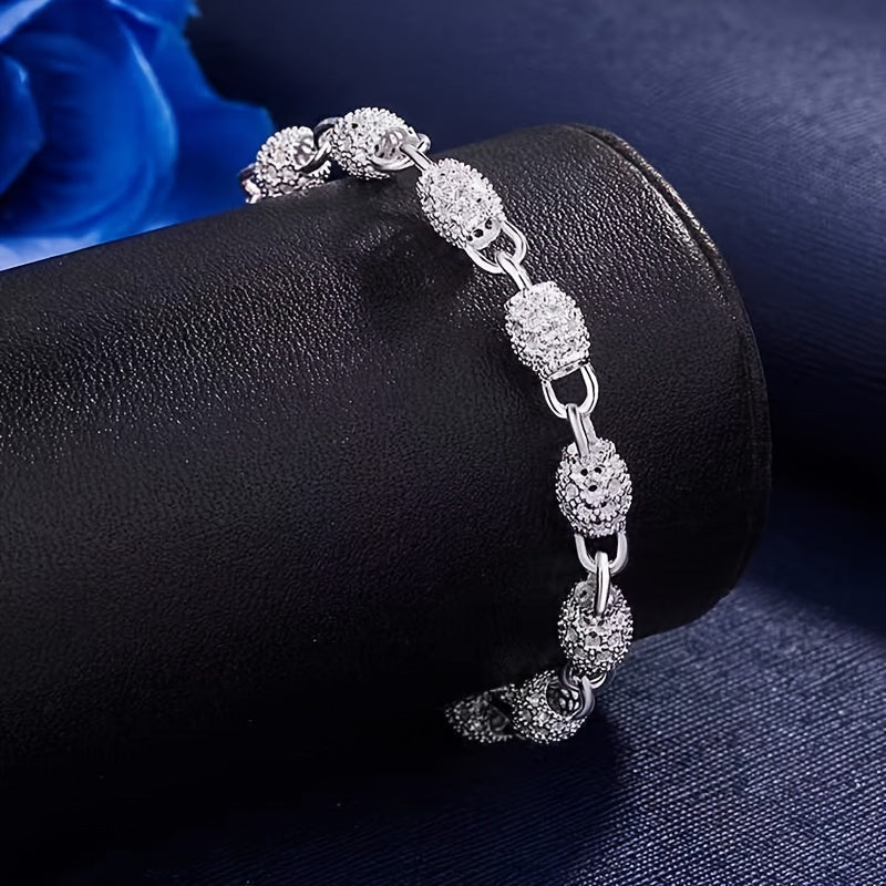 Pulsera de bolas de plata de ley para mujer, joyería, regalo