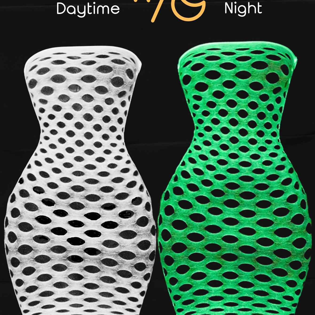 Lencería de malla para mujer vestido mini de rejilla que brilla en la oscuridad para fiesta Día de San Valentín