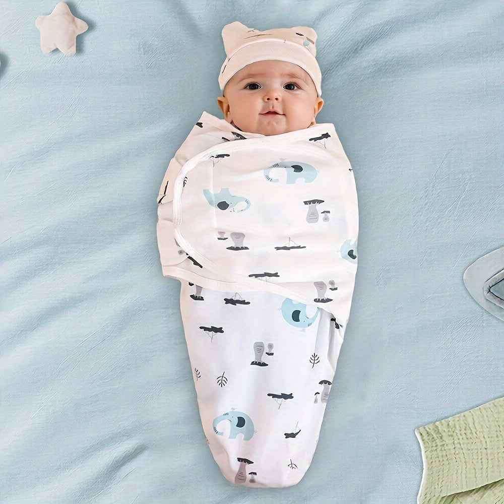 Conjunto de manta de arrullo para recién nacidos para bebés de 0 a 6 meses, saco de dormir de algodón para niños y niñas