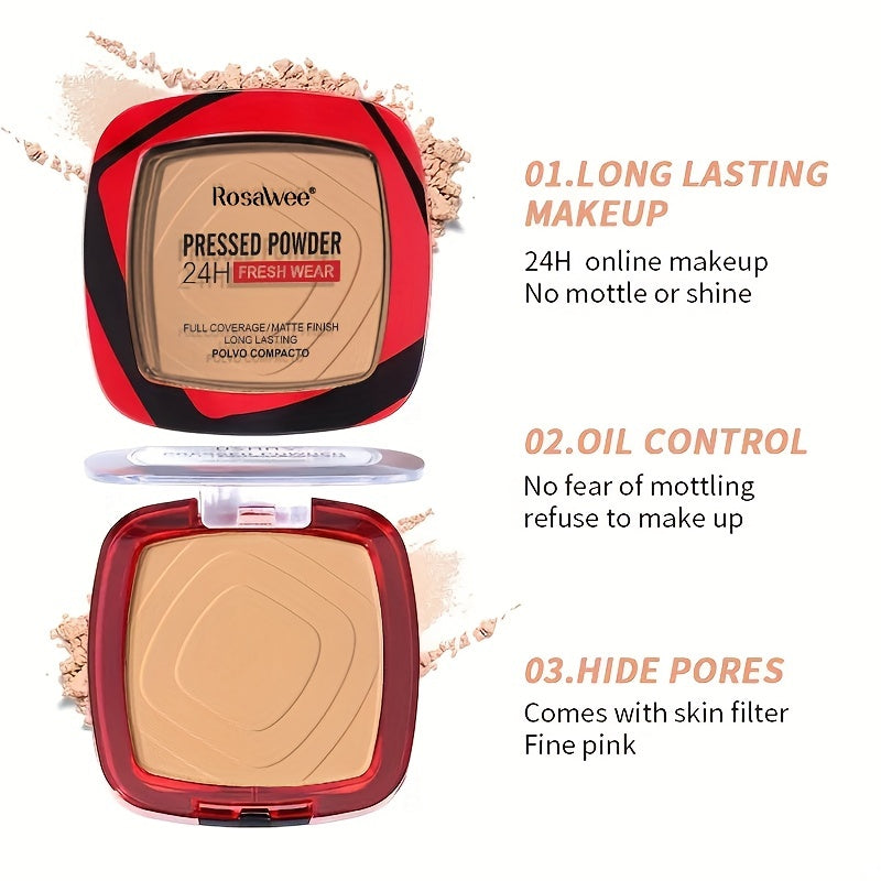 Women Matte Full Coverage Pressed Powder Foundation with Puff Oil Control