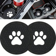 2pcs Silicone Car Cup Holder Coasters Anti-Slip Dog Paw Universal Interior