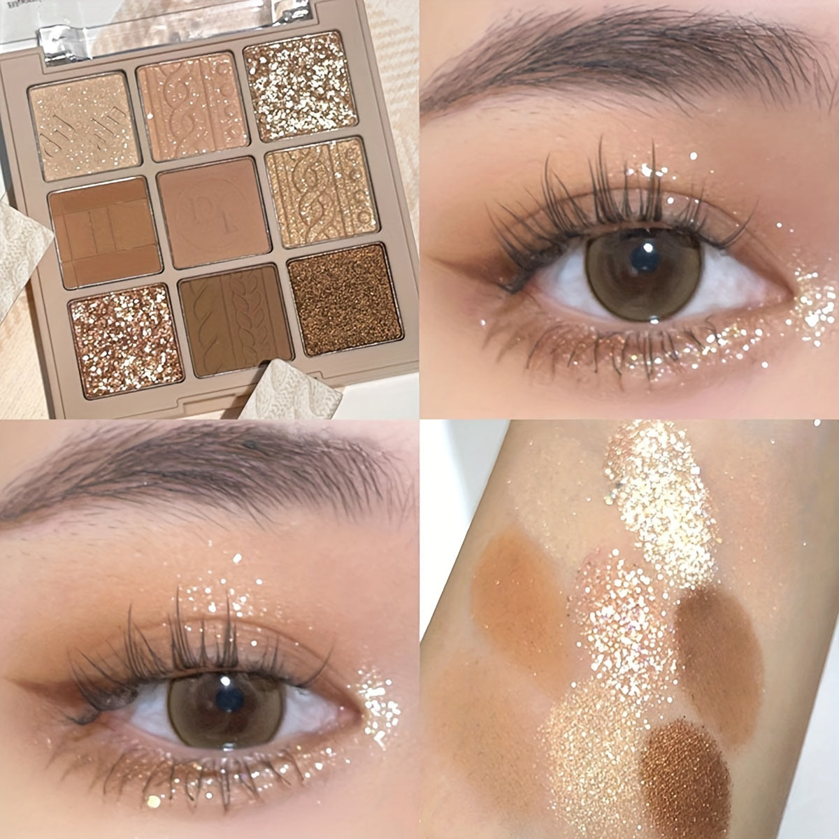 Paleta de sombras de ojos para mujer 9 colores mate glitter a prueba de agua de larga duración