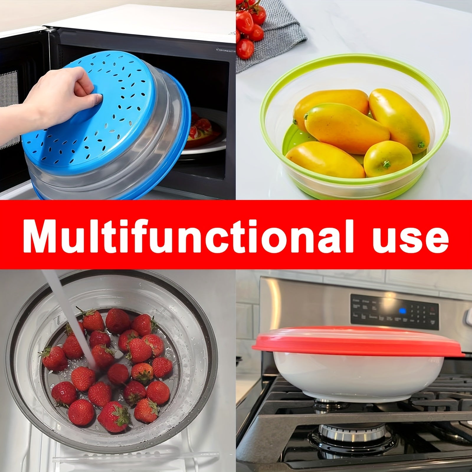 Silicone Microwave Splash Cover with Ventilation, Heat Resistant, Food Cover