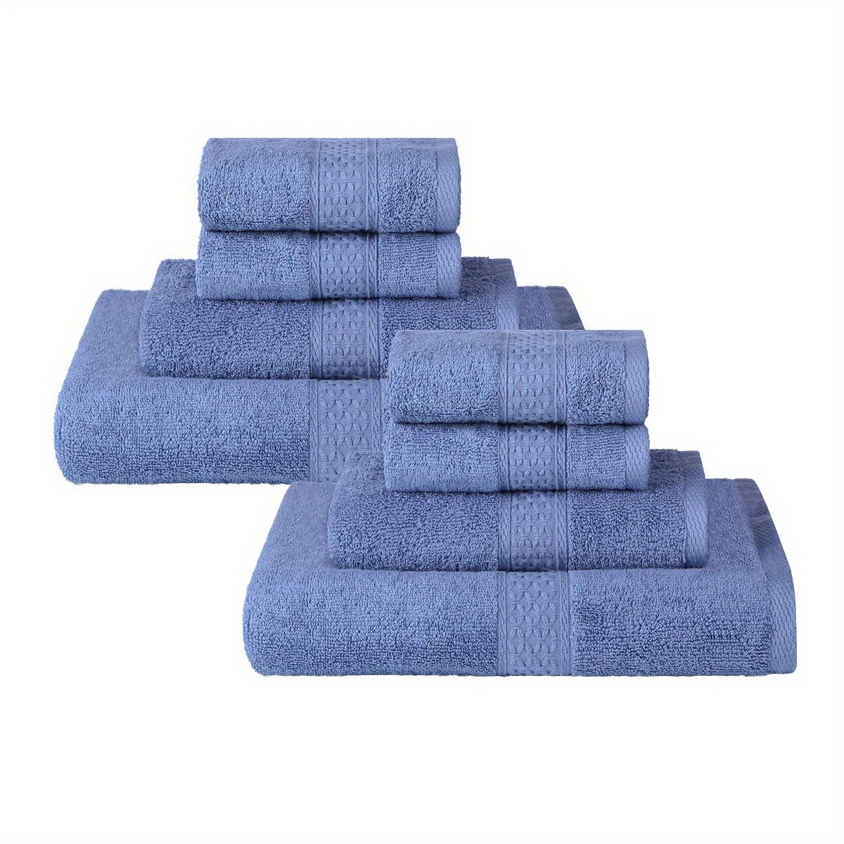 8-Piece Solid Color Towel Set Bath Hand Washcloths Absorbent Soft