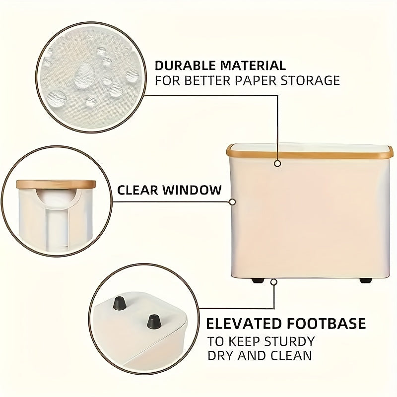 Rectangular Bathroom Storage Basket with Lid and Slim Roll Dispenser for Towels and Accessories