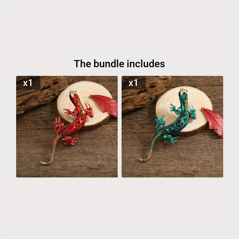 Vintage uslubidagi Lizard brosh, rhinestone'lar bilan - Ajoyib Gecko dizayni - Kiyim, shlyapalar va sovg'alar uchun moslashtiriladigan aksessuar