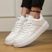 Women's Low-Top Fashion Sneakers White Lightweight Casual Lace-Up