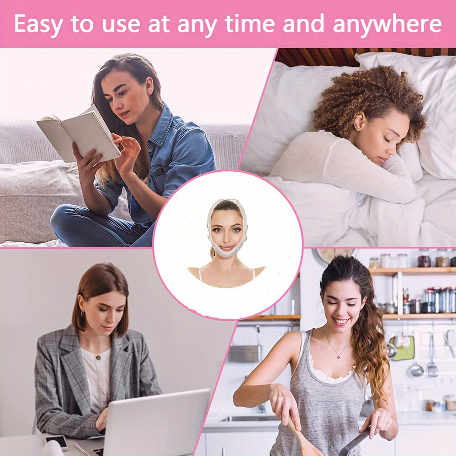 Invisible V-Line Face Shaping Bandage Double Chin Reducer Jawline Tightener White Diamond Pattern