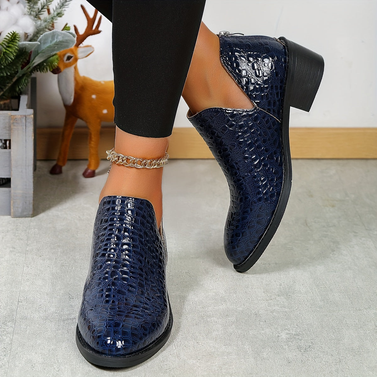 Women's Chunky Heel Ankle Boots Synthetic Back Zipper Non-Slip All-Season Dress