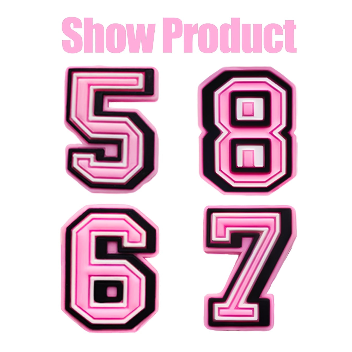 Kids Pink White Number Series Clog Accessories Decorative Numbers