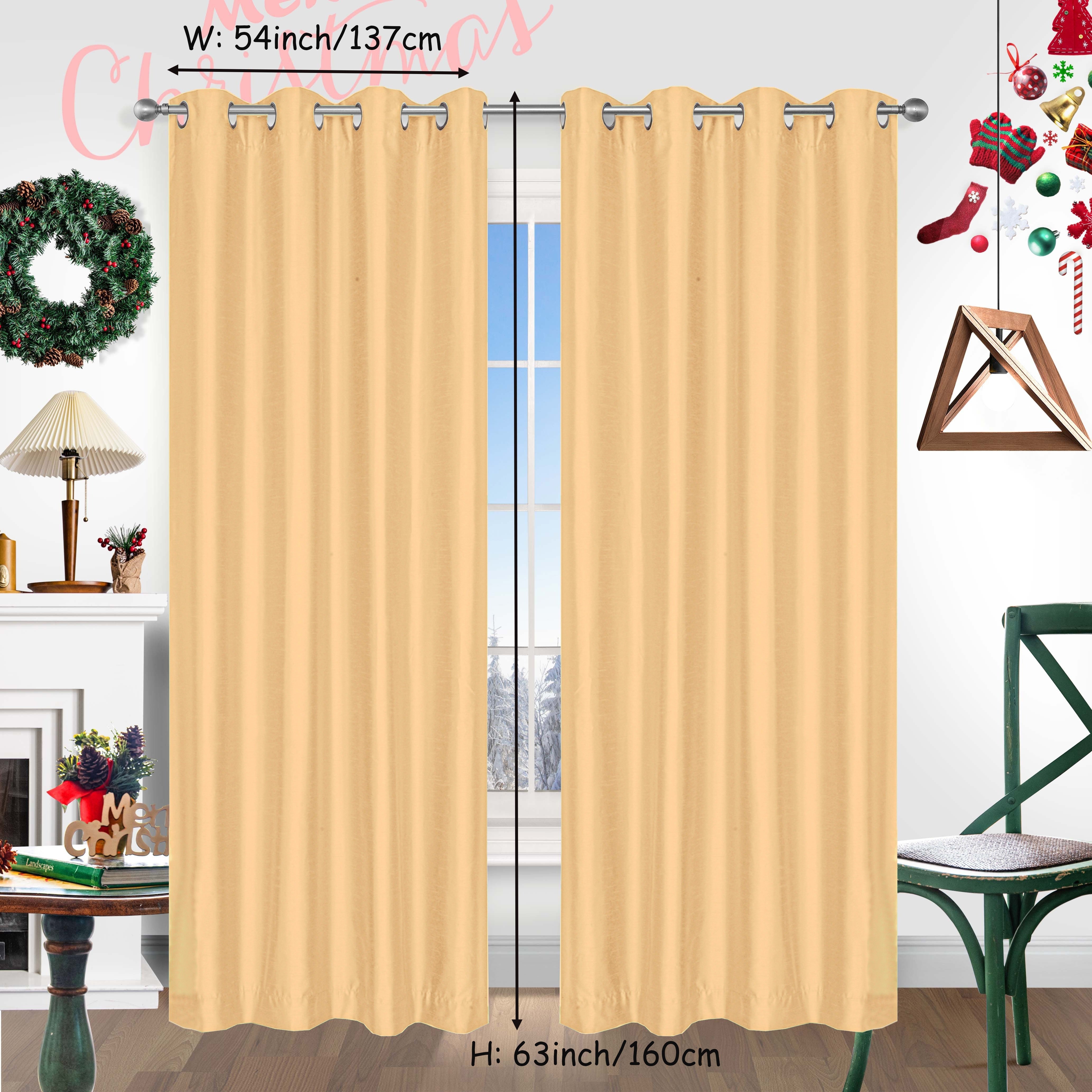 Red Christmas Curtains 2 Pieces Faux Silk Grommet Top for Living Room Bedroom Office