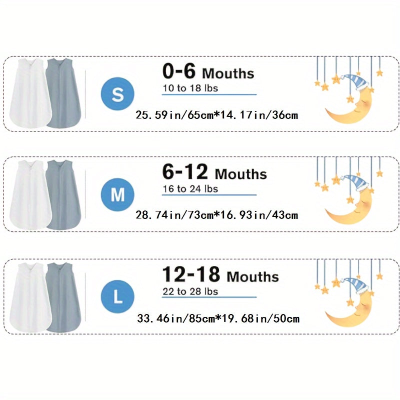 Baby Sleeping Bag for Infants 0-18 Months Cotton Muslin with 2-Way Zipper