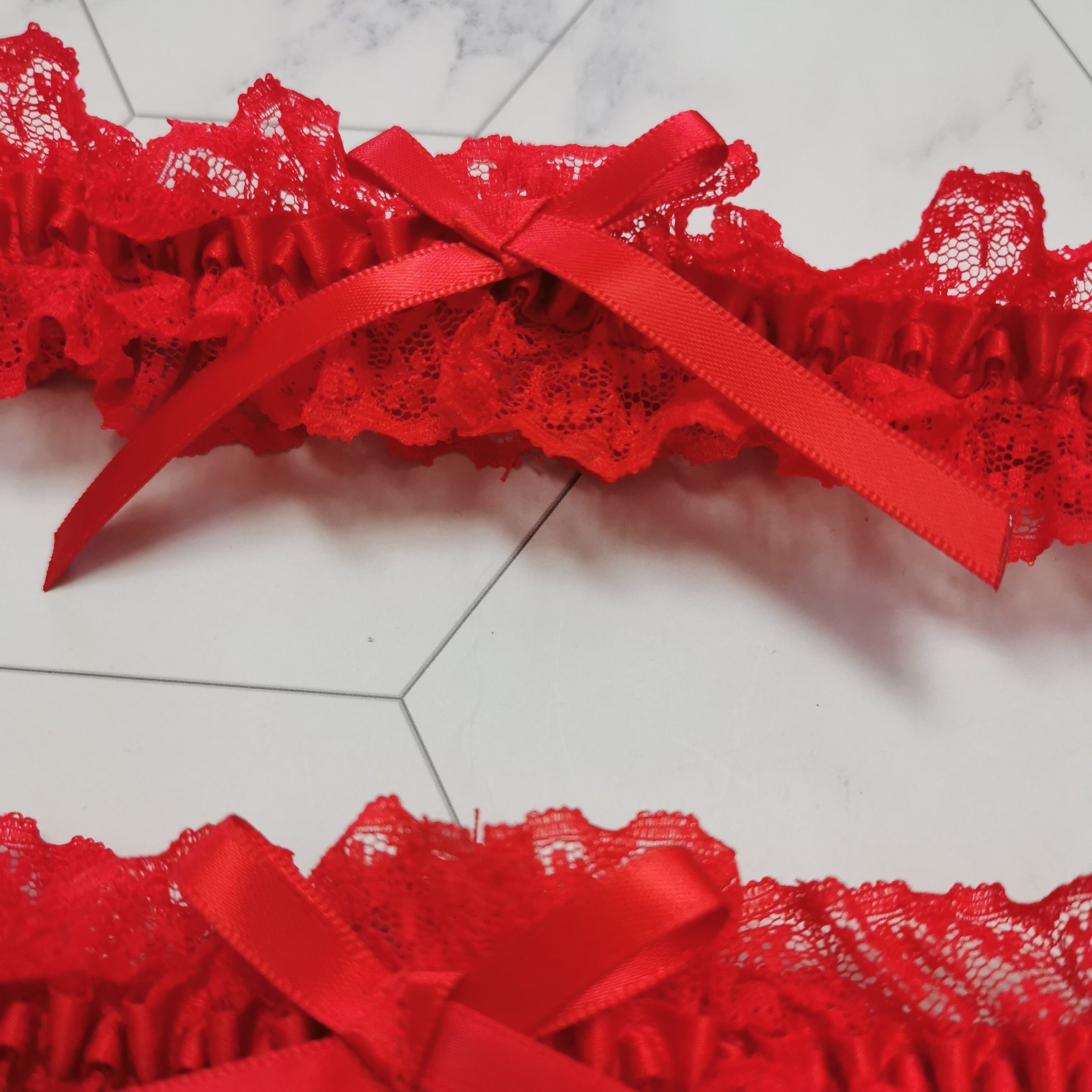 Lingerie Garter Belt Floral Lace Thigh Garter with Bow Tie Detail