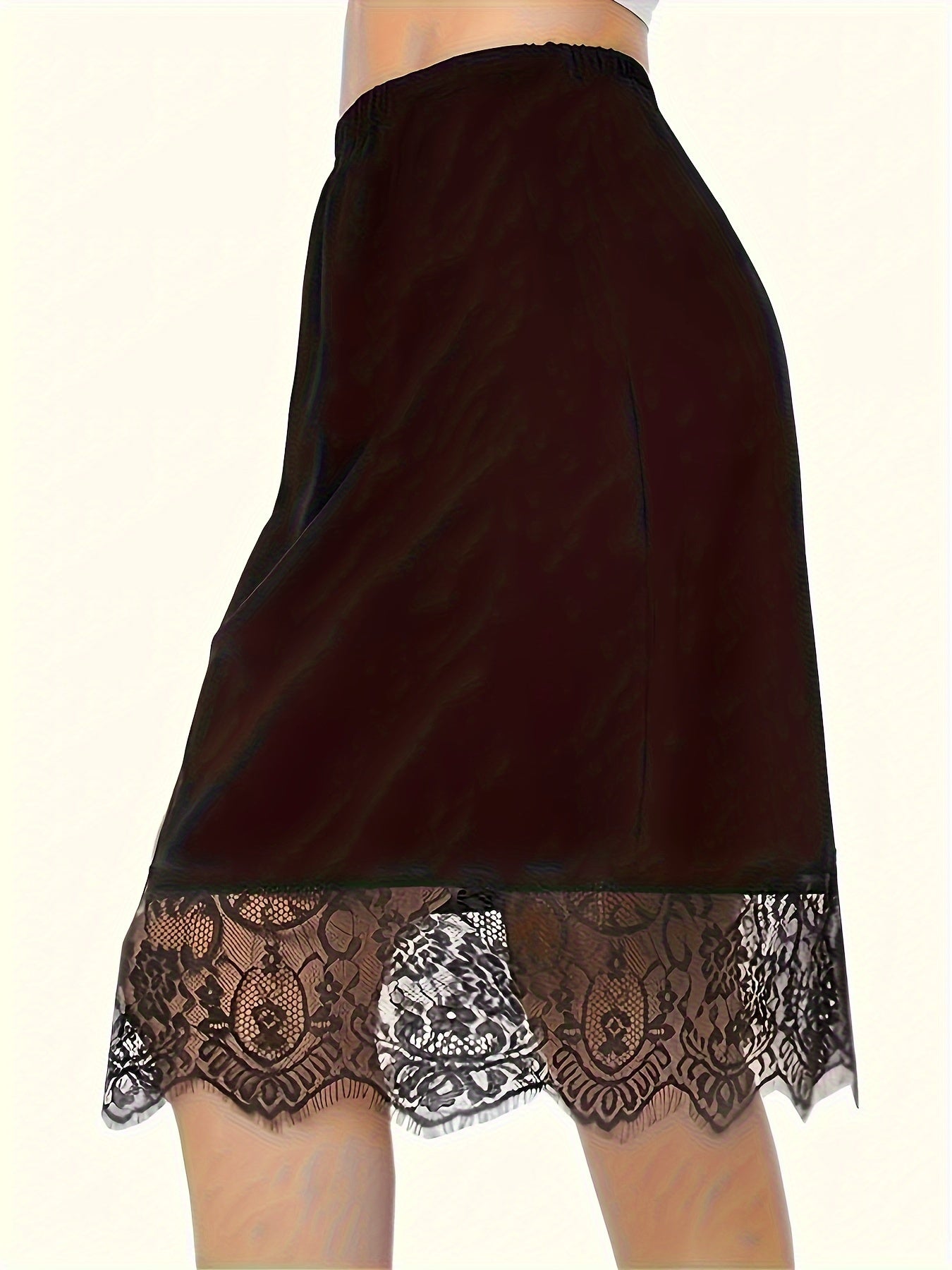 Plus Size Lace Stitching Skirt Casual Elastic Waist Spring Summer Women