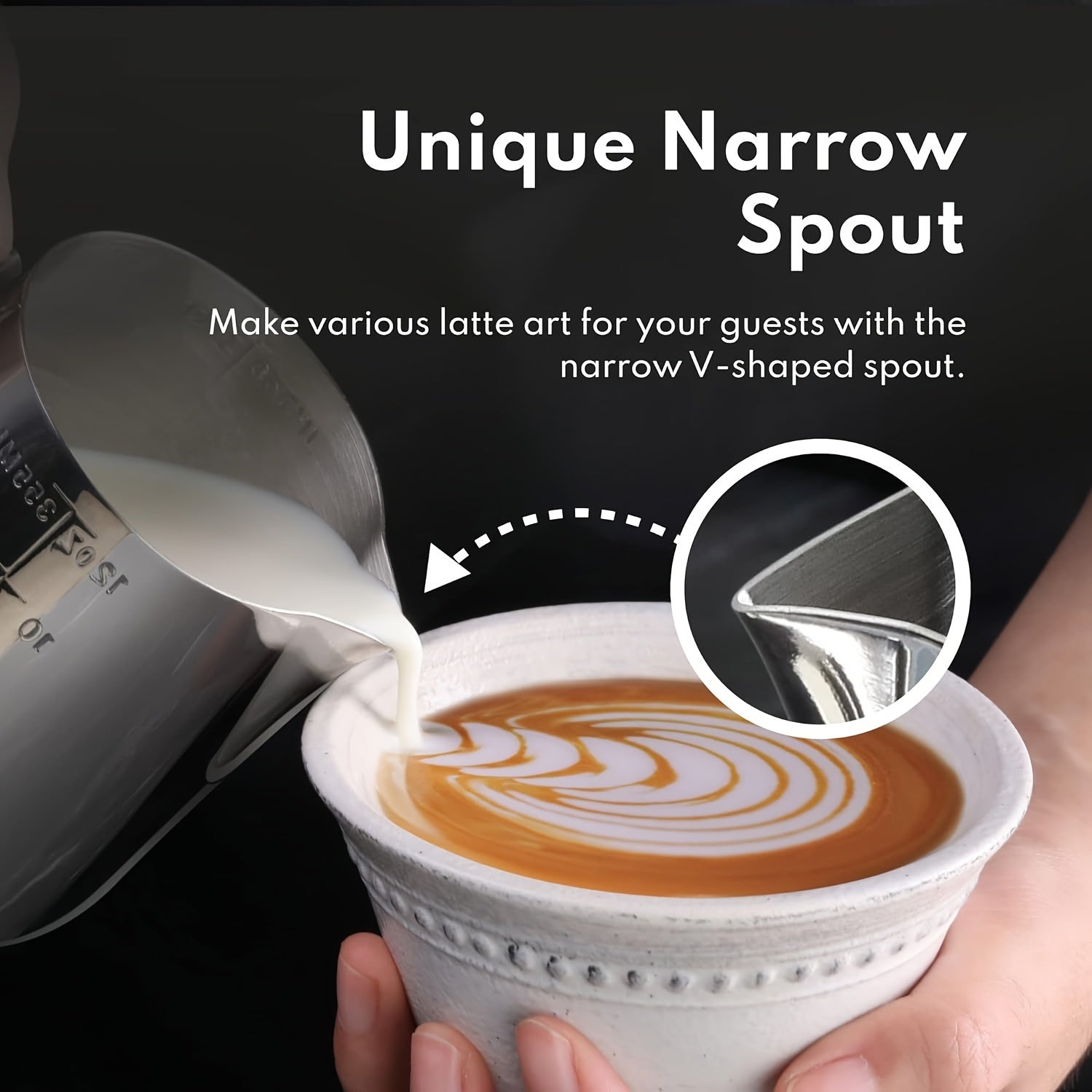 Stainless Steel Milk Frothing Pitcher 12/20 oz Commercial Espresso Tool