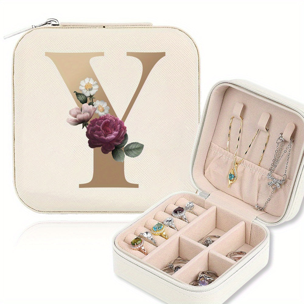 Mini Portable Zipper Jewelry Storage Box for Rings Necklaces and Studs