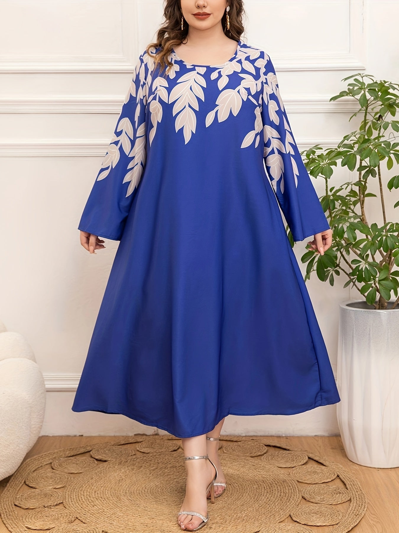 Women's Plus Size Loose Printed Dress for Middle East Fashion