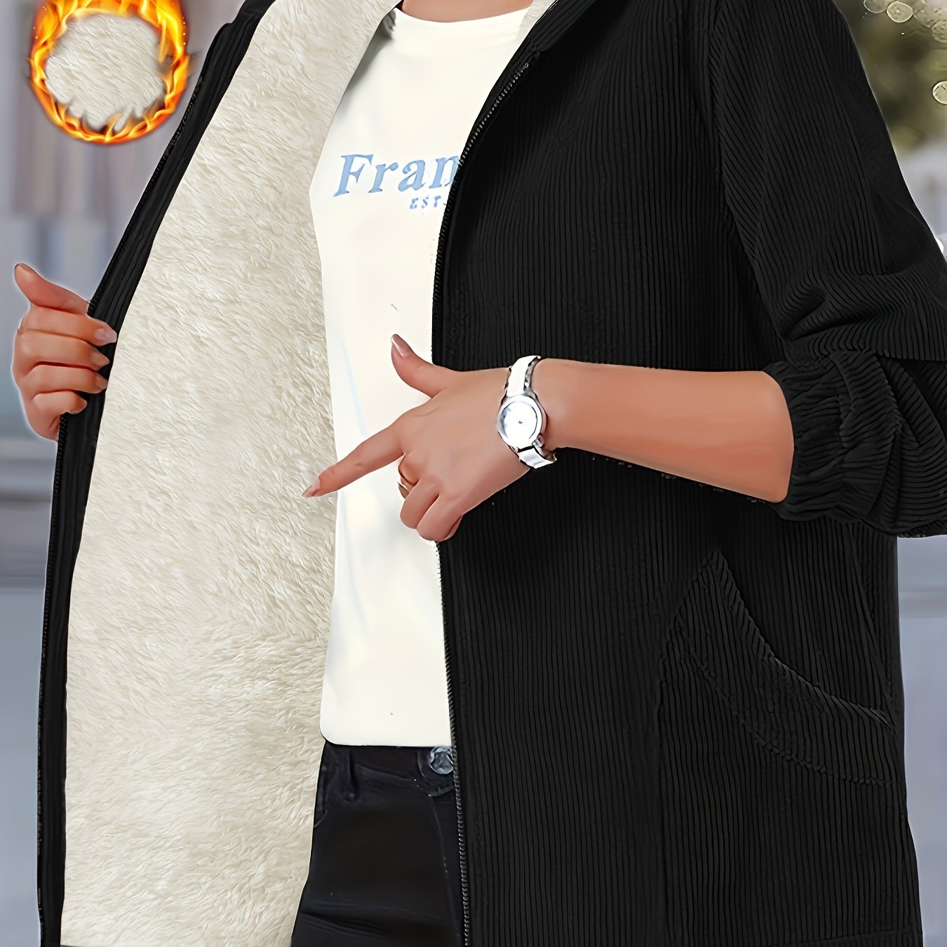 Kattalar uchun katta o'lchamli polyester kaput, cho'ntaklar bilan, kuz va qish uchun