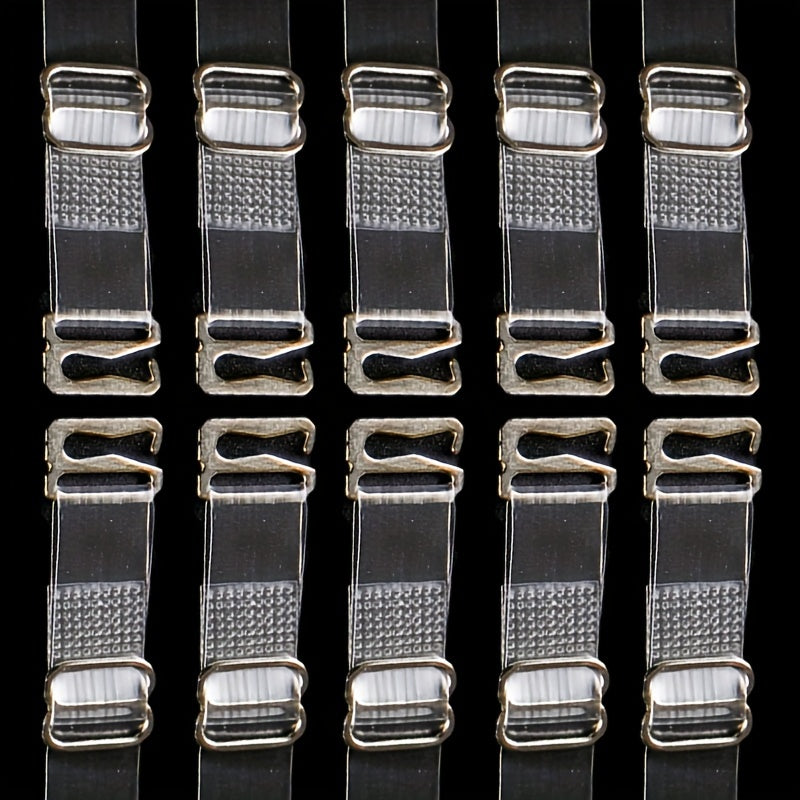 10 Transparent Shoulder Straps with Metal Buckles for Women's Lingerie Set of 10