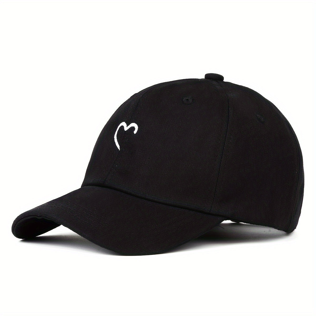 Women's Adjustable Polyester Baseball Cap with Embroidered Heart for Casual and Holiday Wear