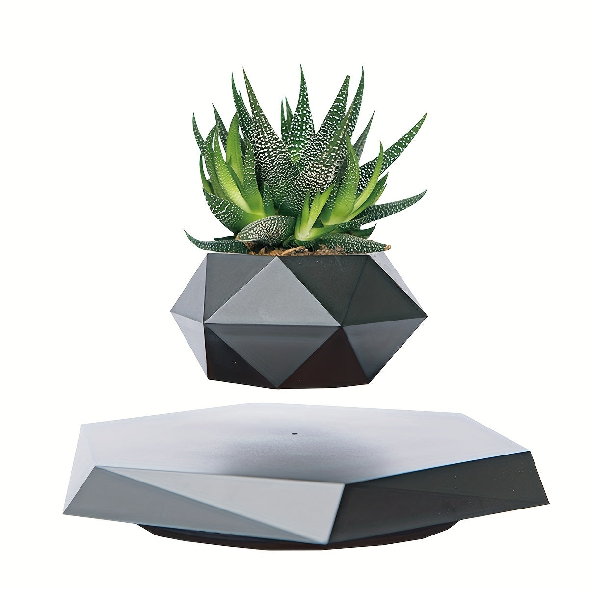 Magnetic Levitating Mini Rotating Flower Pot Black Floating Plant Pot for Office Home Garden