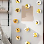 Glass Bee and Ocean Refrigerator Magnets Set of 12 Circular Stickers for Kitchen and Office Decor