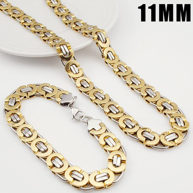 Модный египетский византийский плоский браслет и набор ожерелья, изготовленные из классической нержавеющей стали для мужчин.