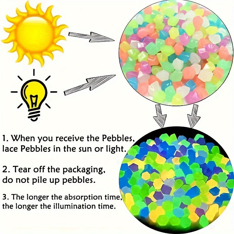 Glow-in-the-Dark Pebbles 100 Pack Octagon Sandstone for Aquariums and Planters