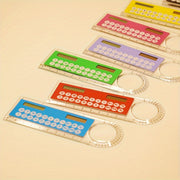 Mini Ultra-Thin Solar Calculator Ruler with Magnifying Glass 10cm Office School Supplies