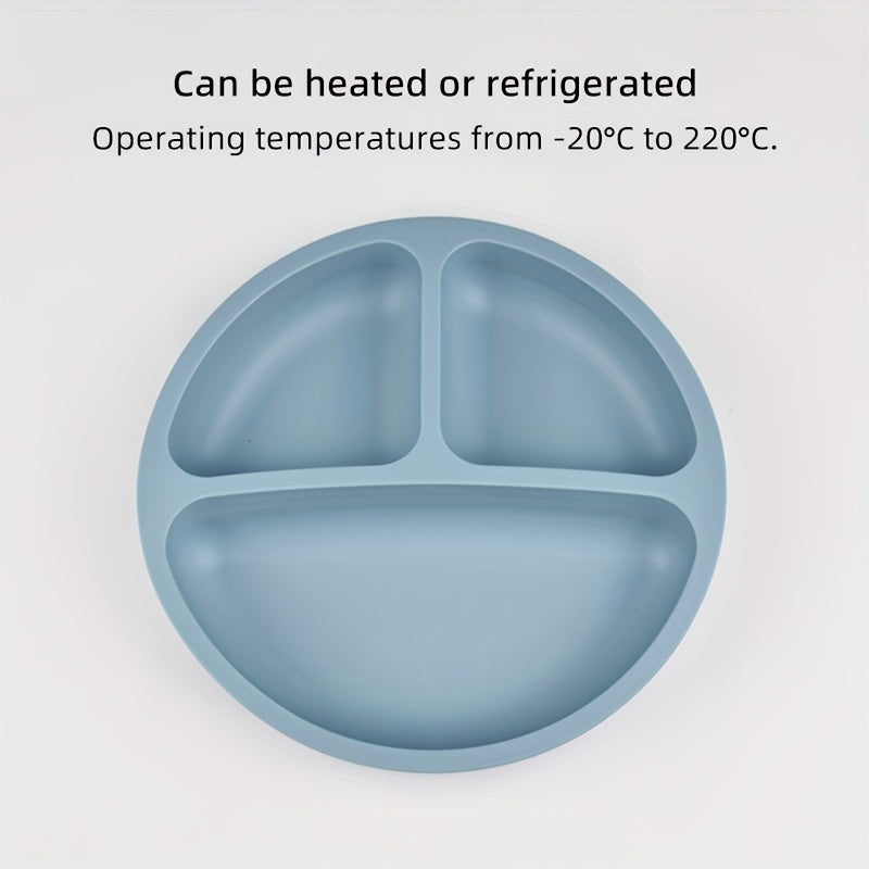 Three-Compartment Silicone Dinner Plate Soft Durable High-Temperature Resistant for Training