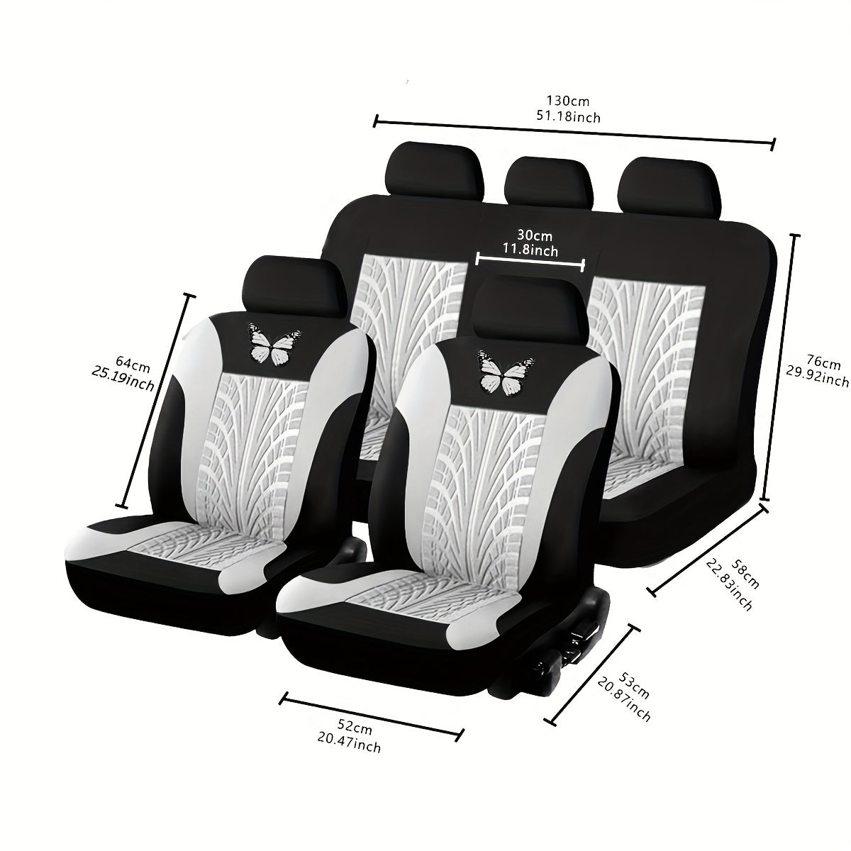 Universal Car Seat Cover 9-Piece Set for 5 Seats Breathable Fabric