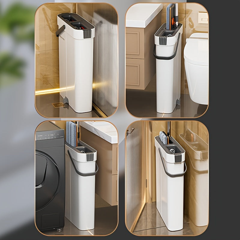 Labor-Saving Flat Mop and Bucket Set with Twister, 4 Pads, Multi-Surface Cleaning