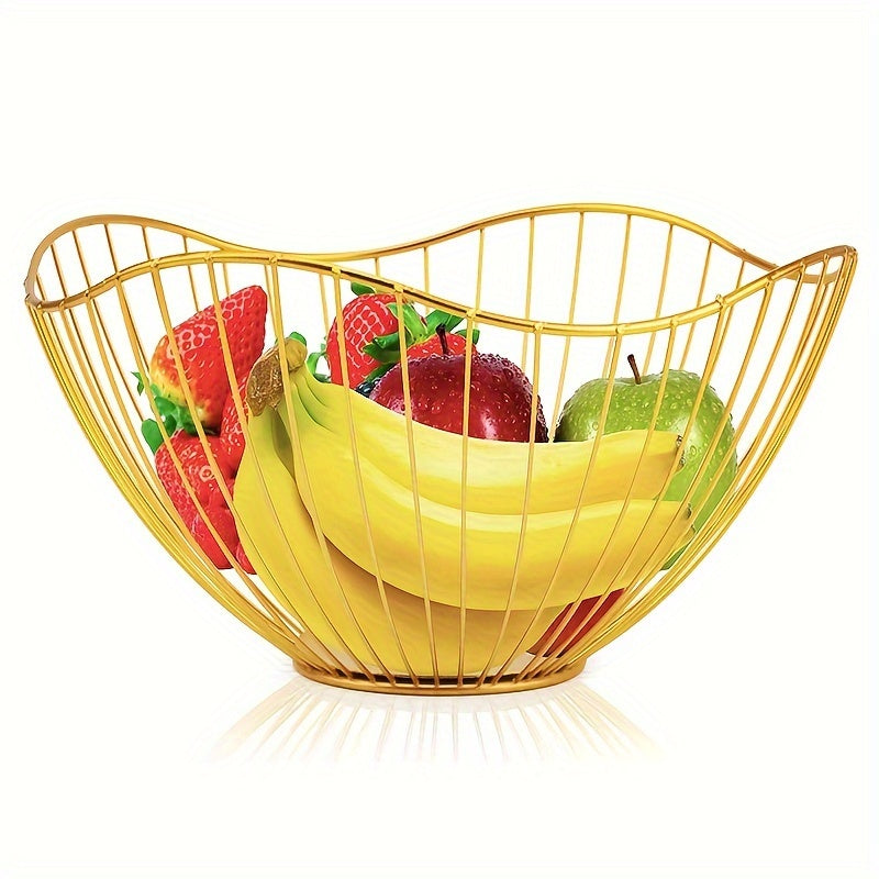 Золотая железная фруктовая корзина для гостиной, в скандинавском стиле, многофункциональная для хранения и организации.