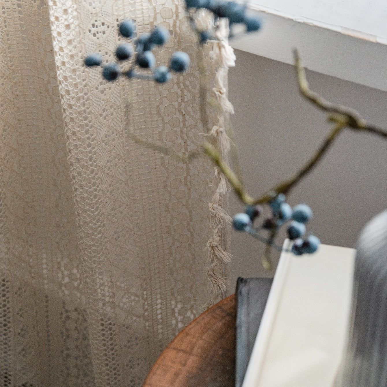 Beige Boho Curtains with Fringe and Gold Details UV Protection Rod Pocket for Living Room Kitchen