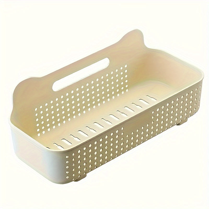 Wall-Mounted Plastic Storage Basket Adhesive Kitchen Bathroom Organizer