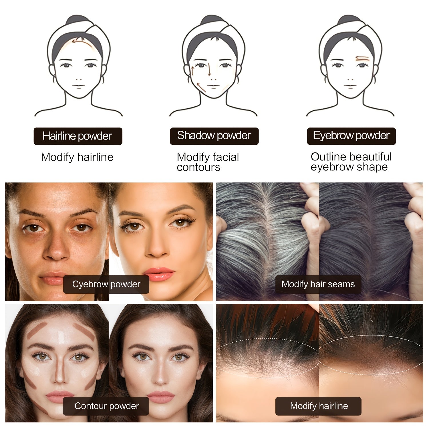 Unisex Hairline Powder Thinning Hair Root Concealer Portable Plastic Powder