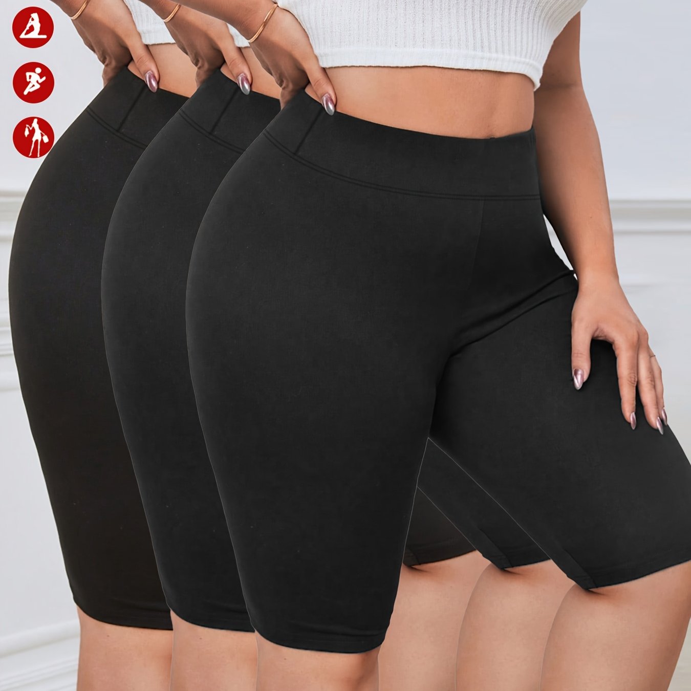 Women's High-Waisted Yoga Leggings Plus Size Non-See-Through Medium Stretch Workout Pants